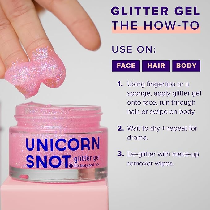 UNICORN SNOT Holographic Face Glitter & Body Glitter Gel | Hair Glitter, Vegan & Cruelty Free, 1.7 oz Pink Glitter (Flamingo)