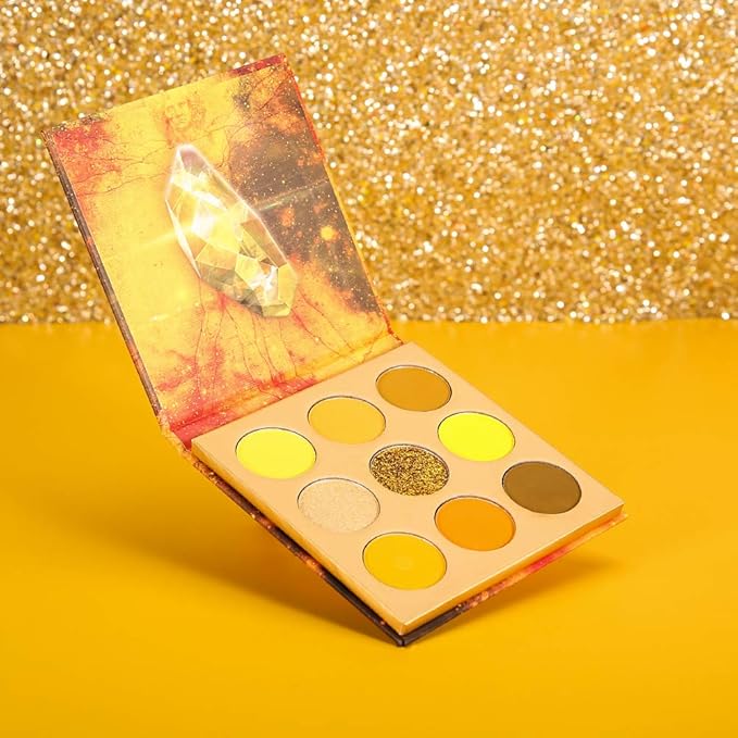 docolor Eyeshadow Palette 9Colors Yellow Eyeshadow Gemstone Shadow Palettes Highly Pigmented Mattes Shimmers Naked Smokey Glitter Cream Colorful Powder Blendable Long Lasting Waterproof Makeup Palette