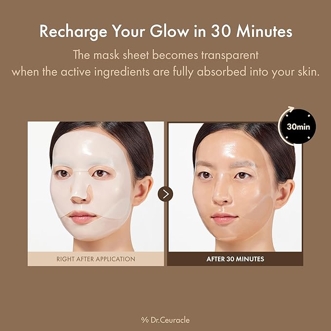 leegeehaam Dr.Ceuracle Vegan Kombucha Tea Essence in Gel Mask - Deep Hydrating Hydrogel Jelly Mask for Glass Glow Skin, Korean Skincare Face Mask (4 Counts (Pack of 1))