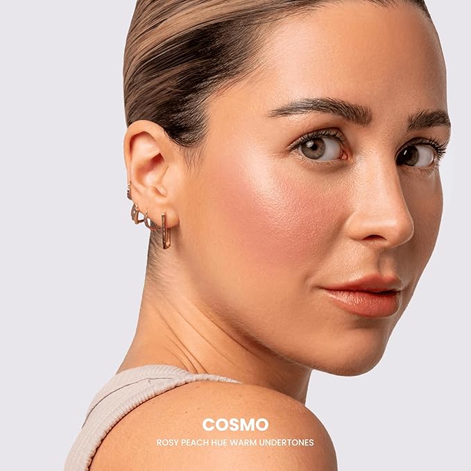 Phase Zero Makeup Powder Blusher | "Cosmo" - 6.5g / 0.23 oz. | Full Coverage, Natural Blush | Soft, Buildable Pink, Coral, Peach & Golden Hues | Matte & Shimmering Shades Gives Cheeks a Radiant Glow