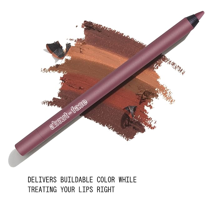 about-face Matte Fix Lip Pencil Paper Romance – Long-Wear, Creamy Matte Lip Liner with Hyaluronic Acid & Vitamins C & E – Vegan, Cruelty-Free, Clean Beauty – 0.042 oz (Rosewood)