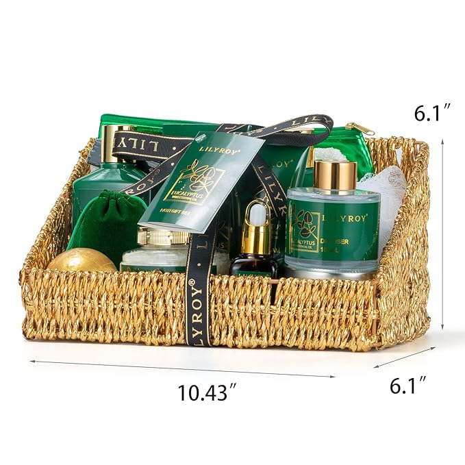 Mothers Day Gifts Basket for Women - 15-Piece Premium Eucalyptus Bath Gift Set for Men- Spa Kit, Ideal for Birthday, Valentines Day, Fathers Day, Christmas, Perfect for Holidays Self Care