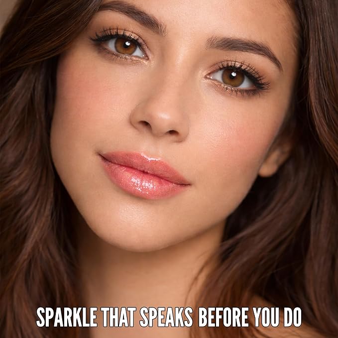 Mynena Soft Peachy Pink Shimmer Lip Gloss | Non-Sticky Lightweight Lip Topper | High-Shine Iridescent Sparkle | Layerable Demi-Sheer Finish | Paraben-Free & Cruelty-Free | Lucy