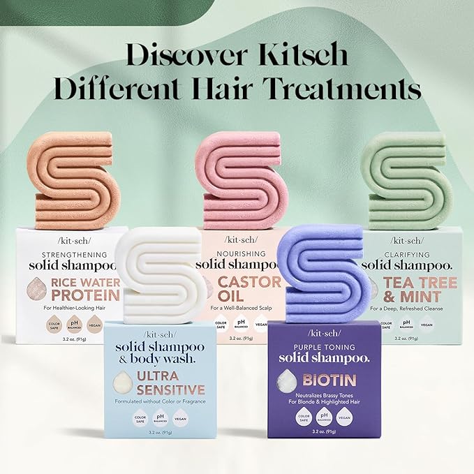 Kitsch Rosemary & Biotin Shampoo Bar - For Hair Growth, Strengthening, Thickening & Volumizing Shampoo for Women and Men - Free of Parabens, Sulfates & Silicones - Made in USA - 3.2 oz (Pack of 2)