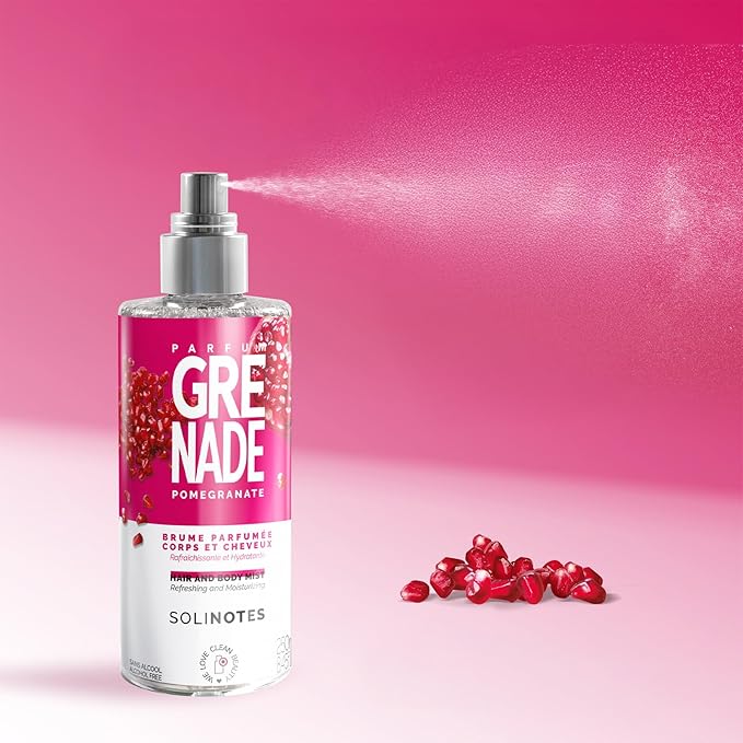 Solinotes Pomegranate Body Mist–Alcohol-Free, Long-Lasting Fragrance Spray with Pomegranate, Fruity Citrus Scent – Clean, Cruelty-Free Hair & Body Perfume Spray for Women (8.45 Fl Oz)
