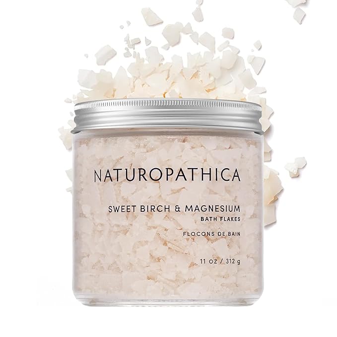 Naturopathica Sweet Birch and Magnesium Bath Flakes, Soothing Daily Bath Soak for Muscle Discomfort, Bathing Alternative to Epsom Salt, Relaxing Tension Relief Soak for Men and Women, 11 oz