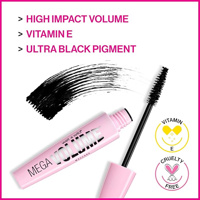 wet n wild Mascara Mega Volume Mascara, Very Black, 0.21 Ounce (Pack of 2)