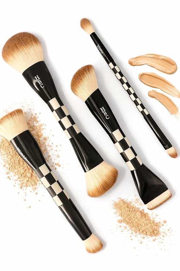 Professional Makeup Brush Set – 4 Dual-Ended Face Brushes for Foundation, Contour, Blush & Highlight