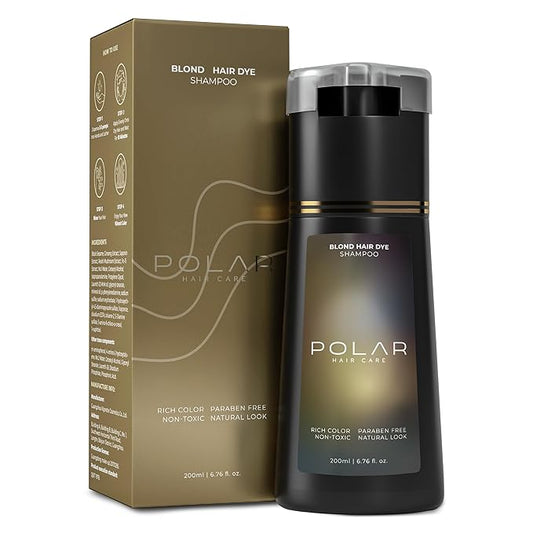 Polar Haircare - Blonde Coloring Shampoo for Gray Hair for Women & Men, Natural Semi Permanent Personal Color Product - Vegan Ammonia-Free Color Shampoo for Gray Hair