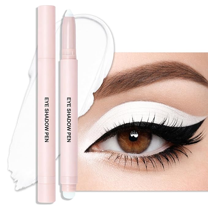Erinde Pearl White Eyeshadow Stick, Waterproof Nude Matte Eye Shadow Sticks, Cream Eye Shadow Pencil Crayon, Buildable & Blendable Long-Lasting Eyeshadow for Older Women, Vegan & Cruelty-Free, B01