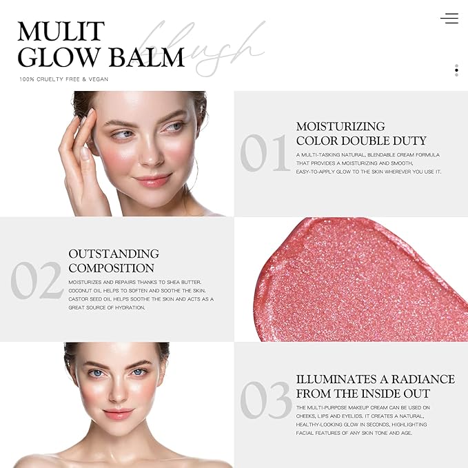bayfree Cream Blush for Cheeks Radiant Finish, Hydrating, Creamy, Lightweight & Blendable Color, Vegan & Smooth Lip Color Balm, Hydrating Vitamin E