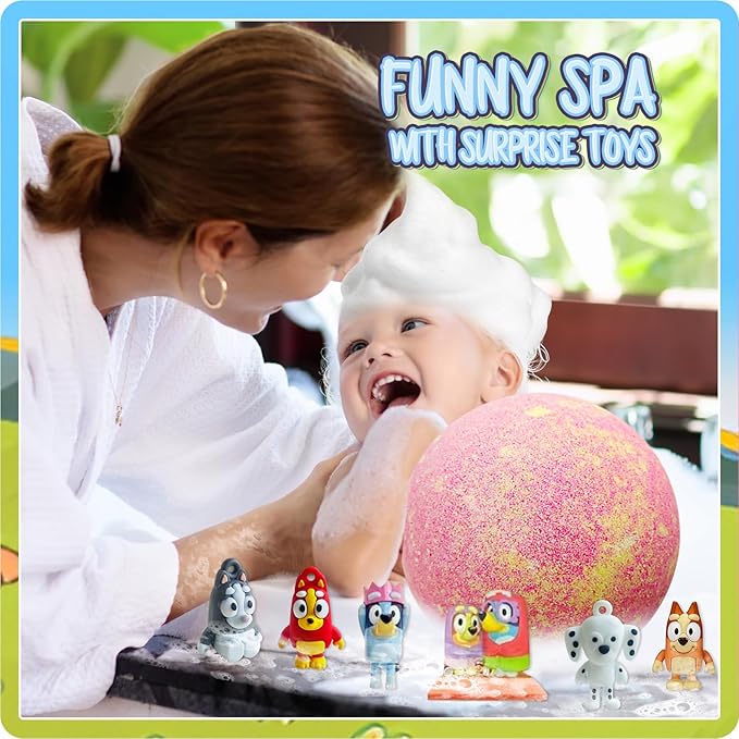 Bath Bombs for Kids: XXL Bath Bombs with Surprise Inside, Organic Bath Bombs Rich in Natural Essential Oils, Kids Bath Gift Set for Dry Skin Moisturize, Easter Basket Stuffers for Kids (6 Pcs)
