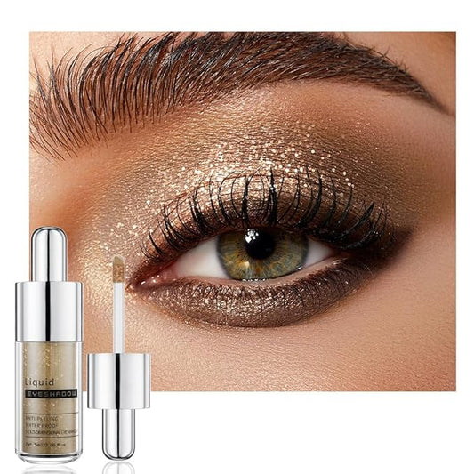 Beige Gold Shimmer Liquid Eyeshadow, Longwear Waterproof Eye Shadow Cream, Buildable Highly Pigmented Blendable Eye Makeup, Vegan Cruelty-Free Paraben-Free for Older Women Stage makeup 05#