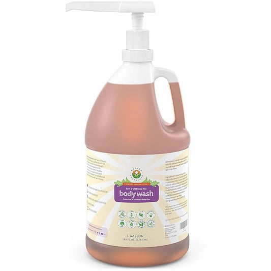 Nature Sustained Natural Unscented Body Wash - Organic Fragrance Free Sensitive Skin Face Cleansing Shower Soap Bodywash - Raw Wildcrafted Probiotic Moisturizing Formula for All Skin Types - Gallon