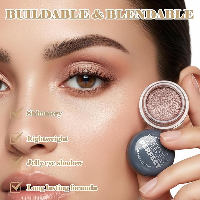 Wink Perfect Jelly Cream Eyeshadow – High-Shine Shimmer, Buildable & Long-Lasting, Lightweight Cream-to-Powder Eye Shadow, Vegan & Cruelty-Free (03 Frosted Petal, 0.18 oz / 5.1 g(PACK OF 1))