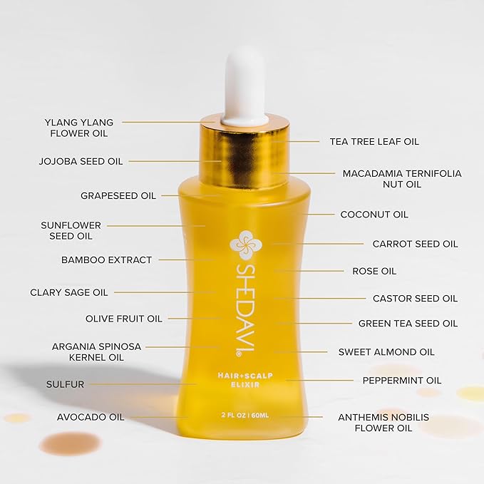 Shedavi Iconic Vegan Hair Serum with Botanicals - Growth Treatment for Women & Men's Dry, Damaged Hair and Scalp with Argan, Coconut, Castor, and Tea Tree Oils (Pack of 2)