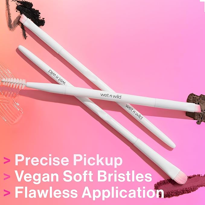 wet n wild Eyeshadow Brush, Ultimate Ultra, Thin Synthetic Polymax, Precision Coverage, Ergonomic Handle for Comfortable Precision Control, Cruelty-Free & Vegan (Pack of 2)