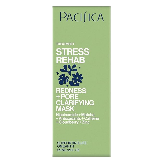 Pacifica Stress Rehab Redness & Pore Clarifying Face Mask, Niacinamide & Caffeine Facial Mask for Redness Relief, Pore Minimizer for Oily Skin, Clean Beauty Vegan & Cruelty-Free, 2 Fl Oz (Pack of 2)
