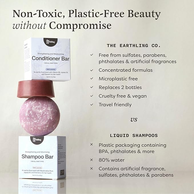 The Earthling Co. Volumizing Shampoo Bar For Hair Thickening, Fullness, Strength, and Hair Growth - Sulfate, Silicone, Paraben Free for Thinning, Flat, Fine Hair - Made in USA (Fragrance-Free, 3oz)