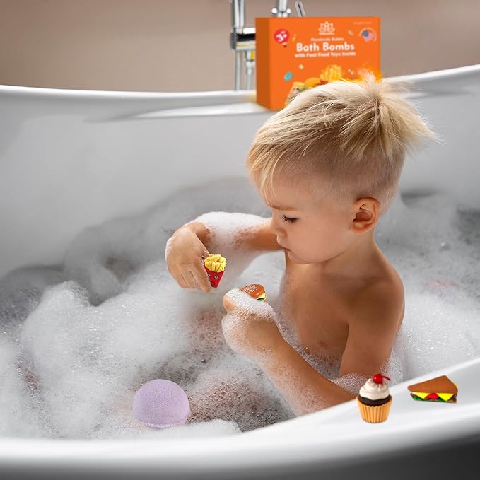 Bath Bombs for Kids Set with Toys Surprise Inside for Kids (Fast Food)