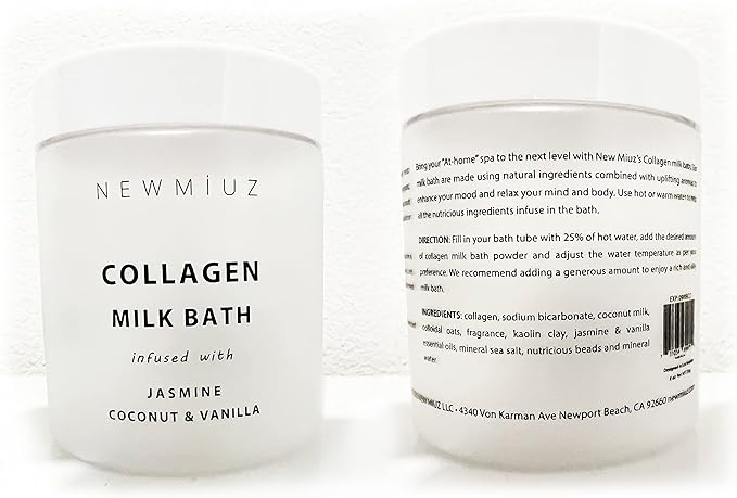 Creamy Coconut Collagen Milk Bath Soak Powder Moisturize & Soften Skin – Vanilla Jasmine Luxury Spa Bubble Bath Salt Mother's Birthday Christmas Relaxation Gifts for Women Perfect Stocking Stuffers
