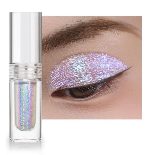 CHARMACY Multichrome Glitter Liquid Eyeshadow, Chameleon Shifting Color, Holographic Metallic Eyeshadow, Long-Lasting Wear, Vegan Eye Topper for Party, Daily Makeup #08