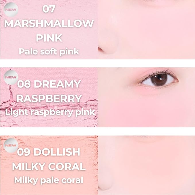 ABOUT TONE Fluffy Wear Blusher - Pressed Powder Cheek Blush with Airy and Soft Matte Blurring Finish Blendable & Buildable Natural Color Korean Makeup Vegan (04 CHARMING ROSE)