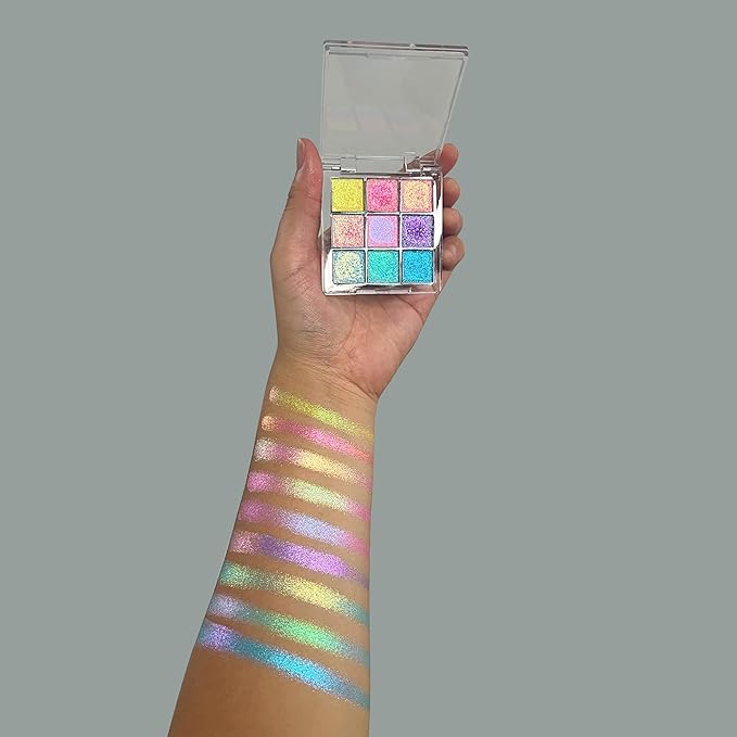 Professional super multi-chrome 9 color eyeshadow palette,long-lasting and handmade chameleon eyeshadow,100% Vegan and Cruelty Free with special colors,Super Smooth and Highly Pigmented (#01)