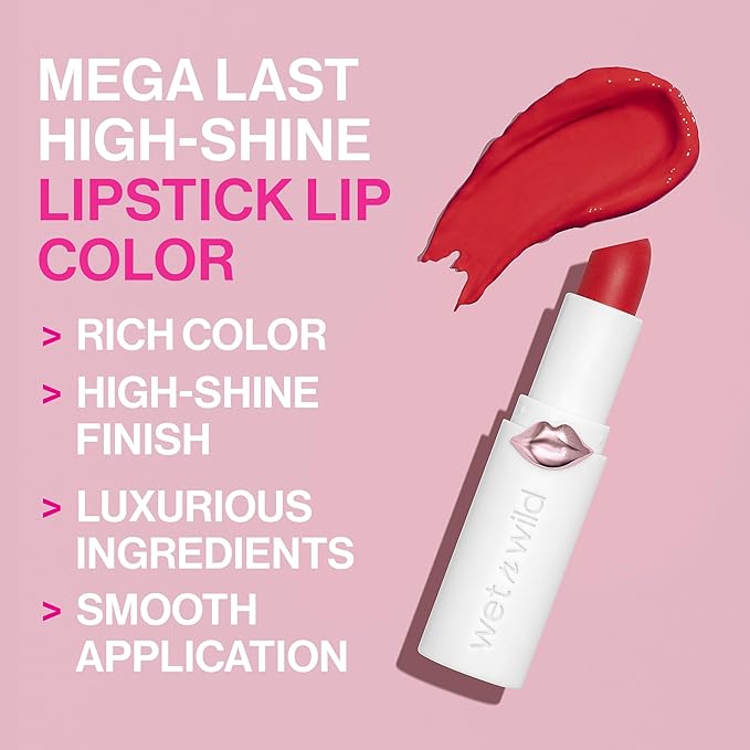wet n wild Mega Last High-Shine Lipstick Lip Color,Infused with Seed Oils For a Nourishing High-Shine,Buildable & Blendable Creamy Color,Cruelty-Free & Vegan - Clothes Off,(Pack of 2)