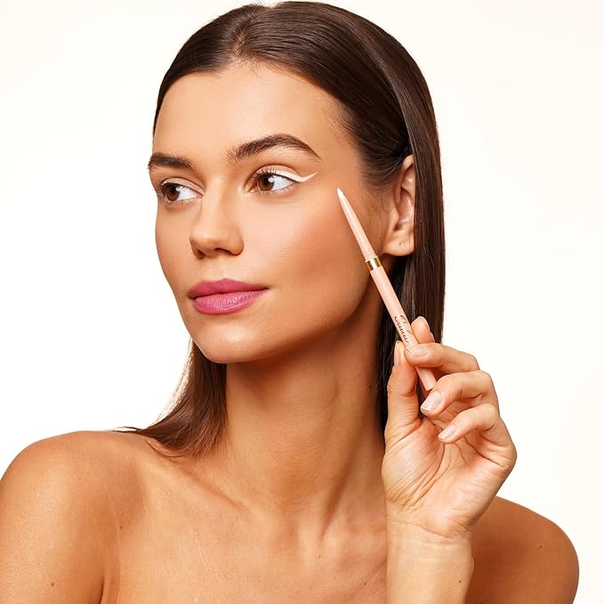 Oulac White Eyeliner Pencil, Waterproof Retractable Eye Liner Pen, Long Lasting Smudge Resistant, Vegan & Cruelty-Free, 13 White Waves