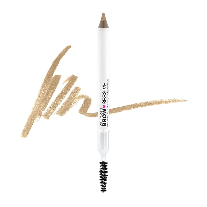 wet n wild Brow-Sessive Brow Pencil, Ultra-Precise Dual Ended Spoolie Brush for Perfect Buidlable Blendable Shaping, Natural Lasting Shades for Every Brow, Cruelty-Free & Vegan - Taupe(Packaged)