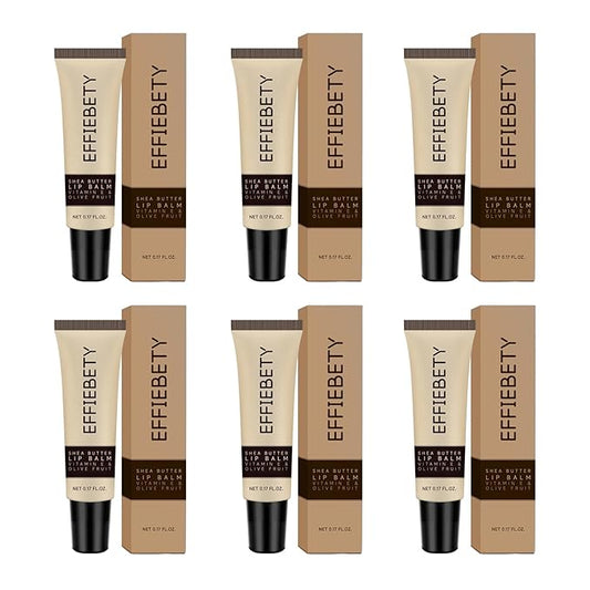 6 Pack Shea Butter Lip Balm, Moisturizing Lip Care Christmas Gifts for All Day Hydration, Conditioning with Shea Butter, Vitamin E & Olive Fruit, Vegan & Cruelty-Free (0.17 fl oz)