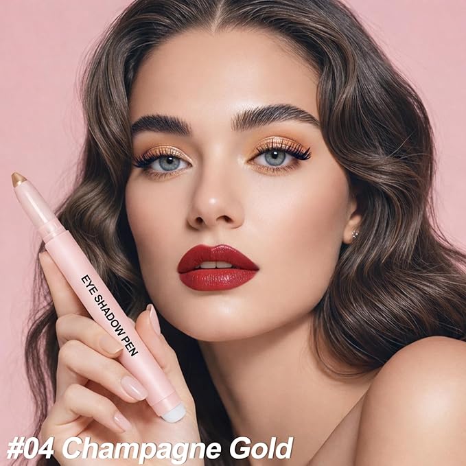 Erinde Champagne Gold Eyeshadow Stick, Waterproof Shimmer Eye Shadow Sticks, Cream Eye Shadow Pencil Crayon, Buildable & Blendable Long-Lasting Eyeshadow for Women, Vegan & Cruelty-Free, B04