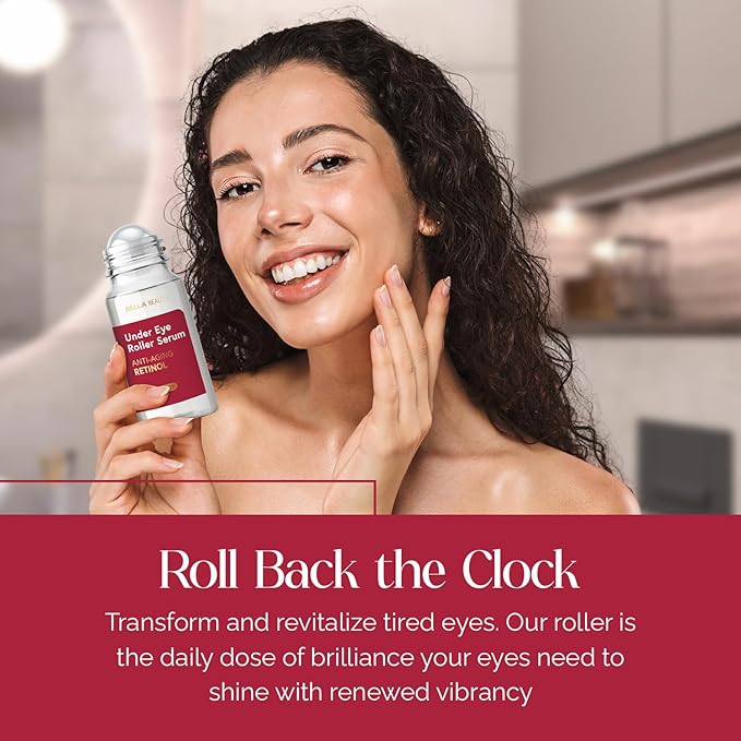 Bella Beauty Retinol Under Eye Serum – Firming & Smoothing Roller for Puffiness & Dark Circles – Dermatologist Tested, Anti-Aging Korean Skin Care – Vegan, Clean Beauty, Non-GMO – Pack of 2
