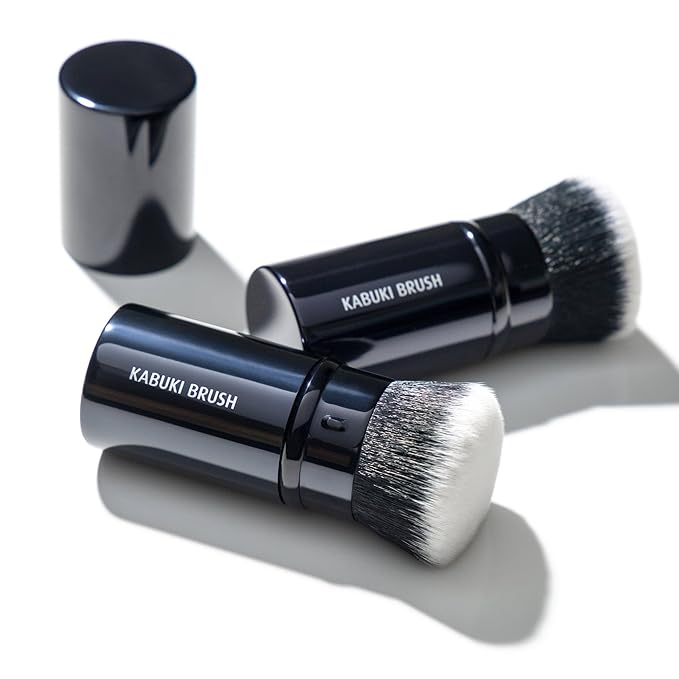 Lune+Aster Kabuki Brush |Retractable, Lightweight, High Performance Kabuki Brush. Densely-Packed, Flat, Vegan Bristles.