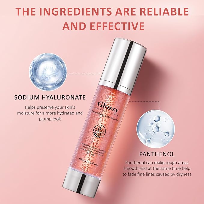 Glossy Smoothing Body Serum for Neck & Body – Hydrating Firming Gel with Niacinamide, Peptides & Hyaluronic Acid – Improves Skin Texture, Lightweight Vegan Formula – 100ml (1)