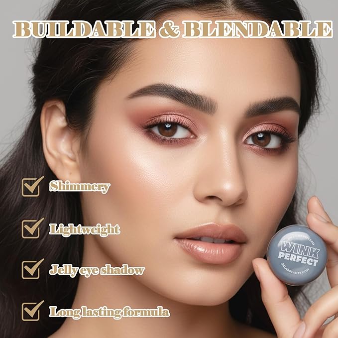 Wink Perfect Jelly Cream Eyeshadow – High-Shine Shimmer, Buildable & Long-Lasting, Lightweight Cream-to-Powder Eye Shadow, Vegan & Cruelty-Free (04 Moonlight Mauve, 0.18 oz / 5.1 g(PACK OF 1))