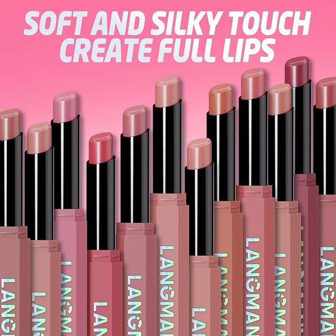 Jolilab 2Pcs Velvet Matte Lipstick Nude Matte Soft Dark Color Stick High Pigmented Long-Lasting Waterproof Lip Stick Lip Balm Beauty Cosmetics Gift for Women(#03+04)