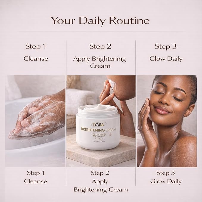 IYASA Brightening Cream for Face & Body, 5% Vitamin C & 10% Niacinamide, Water-Based Moisturizer Evens Tone & Revives Dull Skin, Clean, Vegan, Cruelty-Free, Sensitive Skin-Safe, 16 oz.