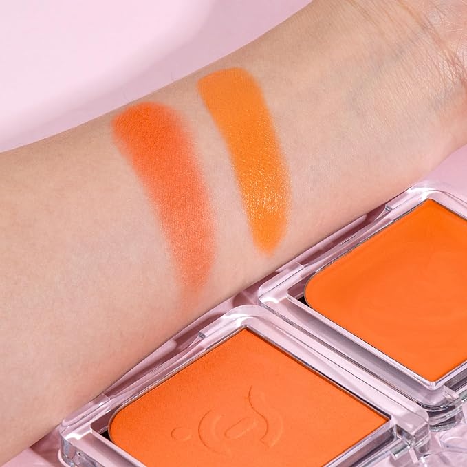 2-Pack Cream Powder Blush Duo – Orange For Fair to Medium Skin Tones, Same-Shade Sunny, Lasting, Buildable, Vibrant Natural-Looking Cheek Color Dewy Cream + Soft Matte Powder Finish (Orange)