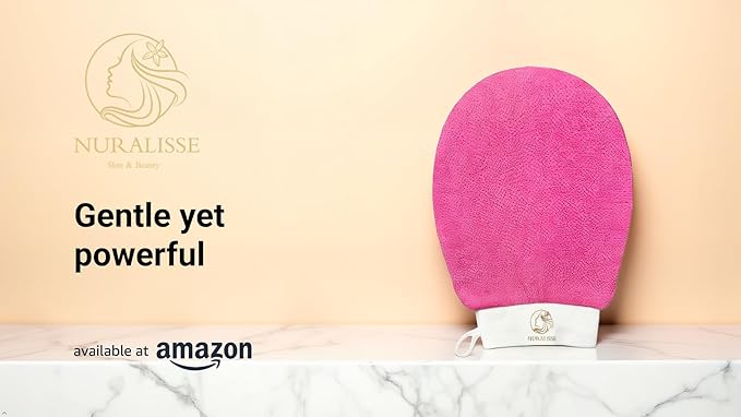 Skincare Premium Exfoliating Mitt – Vegan Viscose exfoliating Kessa Glove for Self-Tan Removal, Keratosis Pilaris & Smooth, Radiant Skin (Black & Pink, 2 Mitts)