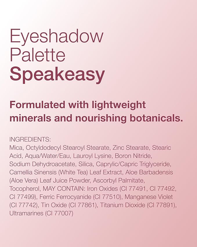 Mineral Fusion Eyeshadow Palette - Four Pressed Powder Shades in Matte, Satin, and Shimmer Finishes - Natural, Lightweight Vegan Eye Makeup - (Speakeasy)