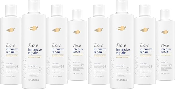 Dove Shampoo Intensive Repair for Damaged Hair with Bio-Protein Care Technology and Amino Serum 12 Fl Oz,(Pack of 8)