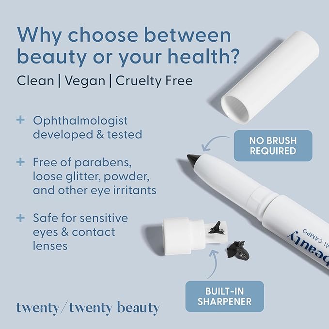 twenty/twenty beauty Visionary Eye Shadow Stick – Shimmer Cream Eye Shadow Pencil - Safe for Sensitive Eyes - Ophthalmologist Developed – Vegan, Cruelty-Free, Clean Ingredients (Private Eye)