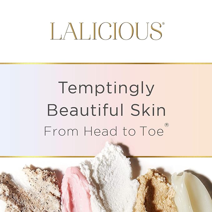 LaLicious Sugar Coconut Travel Set - Whipped Sugar Scrub, Shower Gel/Bubble Bath, Body Butter & Body Oil in a Luxe Velour Makeup Bag (4 Piece Kit)