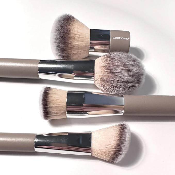 Sandstone Scandinavia Flat Top Foundation Brush – Dense Makeup Brush for Seamless Buffing & Blending – Ultra-Soft Vegan Bristles – Cruelty-Free
