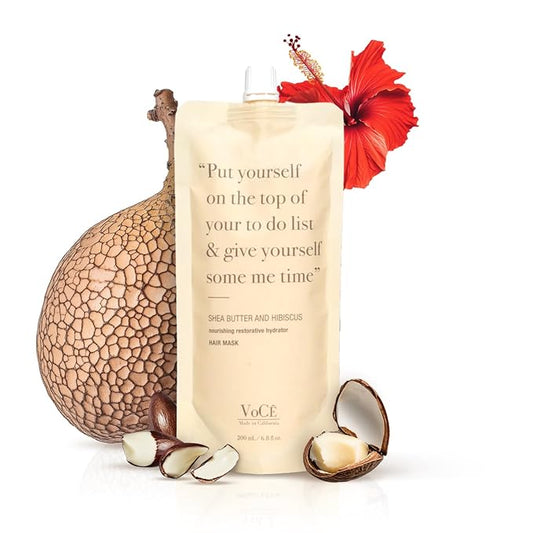 VoCÊ Haircare – Natural Shea Butter & Hibiscus Moisture Hair Mask | Conditioning, Hydrating, Restorative Treatment for Dry Damaged Hair | Non-Toxic, Cruelty-Free, Vegan Haircare (6.8 oz | 200 ml)