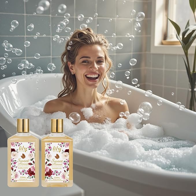 Mothers Day Gifts for Women 17-Piece Almond Luxury Spa Gift Set Bath and Body Gift Basket Set Care Kit with Shower Gel | Christmas, Valentines Day Gift for Mom, Birthday Gifts for Her, Wife, Mom