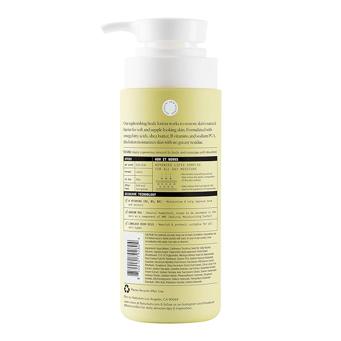 Naturium Bio-Lipid Restoring Moisturizing Body Lotion with Shea Butter, Fragrance Free, 14 oz