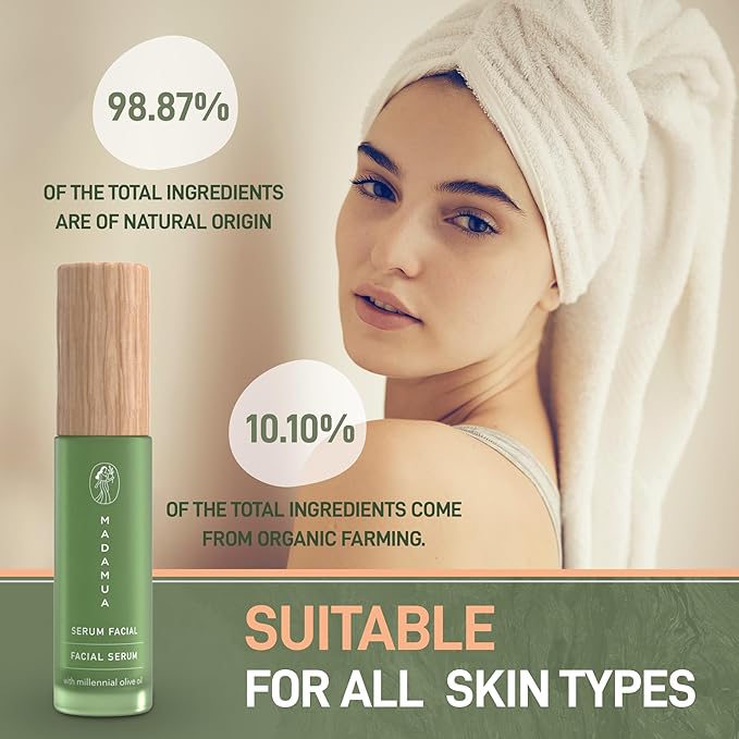 Organic Face Serum for Women - Hydrating Serum for Face with Millennial Olive Oil & Violet Extract | Skin Glow and Facial Hydration - Moisturizing Skincare for Sensitive Skin & All Types
